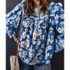 Azura Exchange Floral Print Puffy Sleeve Blouse – L