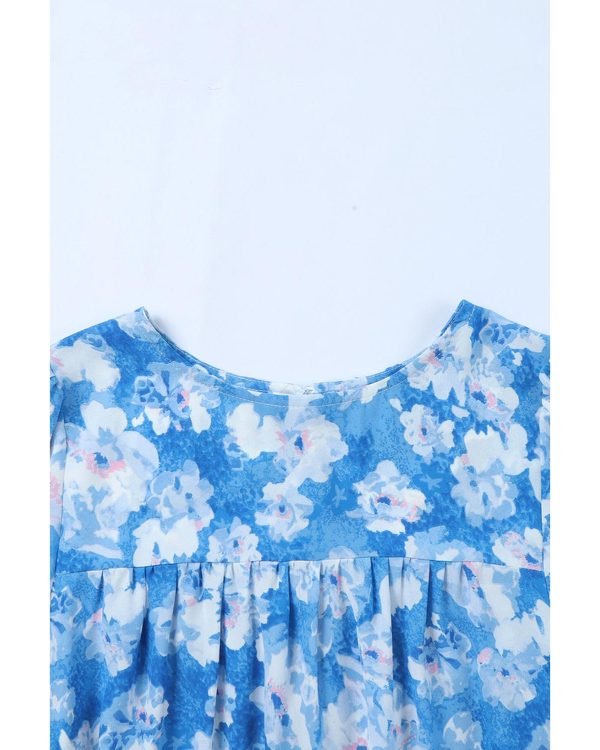 Azura Exchange Floral Print Puffy Sleeve Blouse – L