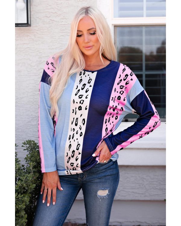 Azura Exchange Leopard Print Long Sleeve Blouse – 2XL