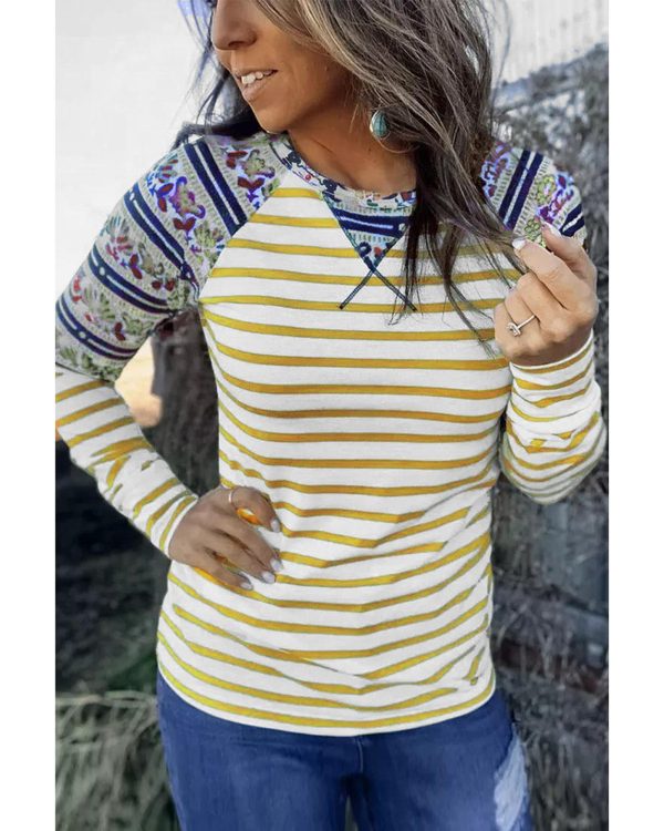 Azura Exchange Striped Cartoon Graphic Raglan Sleeve Blouse – L