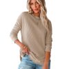 Azura Exchange Ribbed Trim Waffle Knit Top – S