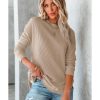 Azura Exchange Ribbed Trim Waffle Knit Top – S