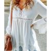 Azura Exchange Crochet Insert Bell Sleeves Blouse – L