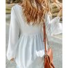 Azura Exchange Crochet Insert Bell Sleeves Blouse – L