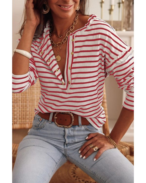 Azura Exchange Ruffled Striped Long Sleeve Top – 2XL