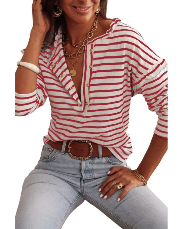 Azura Exchange Ruffled Striped Long Sleeve Top – 2XL