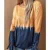 Azura Exchange Tie Dye Color Block Button Cuff Long Sleeve Top – M