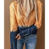 Azura Exchange Tie Dye Color Block Button Cuff Long Sleeve Top – M