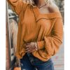 Azura Exchange Textured V Neck Long Sleeve Knit Top – L