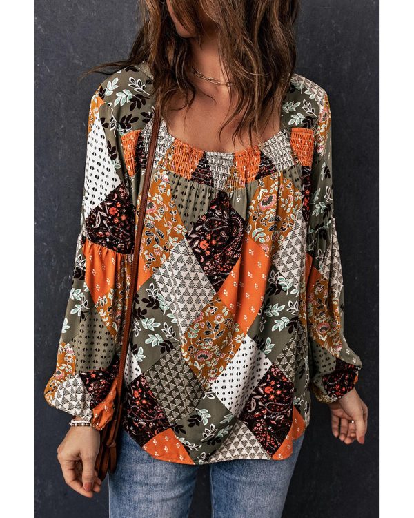 Azura Exchange Mixed Print Blouse – 2XL