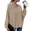 Azura Exchange Tie Plunging Back Dolman Sleeve Oversize Top – L