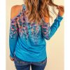 Azura Exchange Floral Print Cold Shoulder Top – S