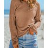 Azura Exchange Waffle Knit Drop Shoulder Long Sleeve Top – L