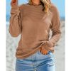 Azura Exchange Waffle Knit Drop Shoulder Long Sleeve Top – L