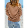 Azura Exchange Waffle Knit Drop Shoulder Long Sleeve Top – L