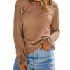 Azura Exchange Waffle Knit Drop Shoulder Long Sleeve Top – L