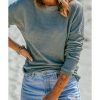 Azura Exchange Drop Shoulder Waffle Knit Long Sleeve Top – L