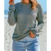 Azura Exchange Drop Shoulder Waffle Knit Long Sleeve Top – L