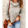 Azura Exchange Cowl Neck Patchwork Long Sleeve Top – L