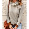 Azura Exchange Cowl Neck Patchwork Long Sleeve Top – L