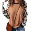 Azura Exchange Leopard Sleeve Contrast Knitted Pullover Top – M