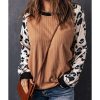 Azura Exchange Leopard Sleeve Contrast Knitted Pullover Top – M