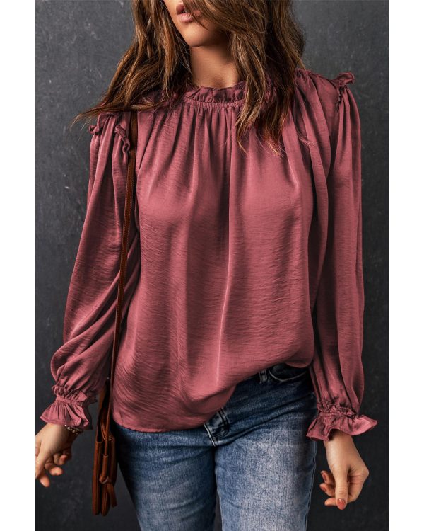 Azura Exchange Frilled Neck Ruffled Blouse – S