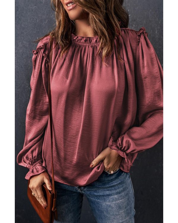 Azura Exchange Frilled Neck Ruffled Blouse – S