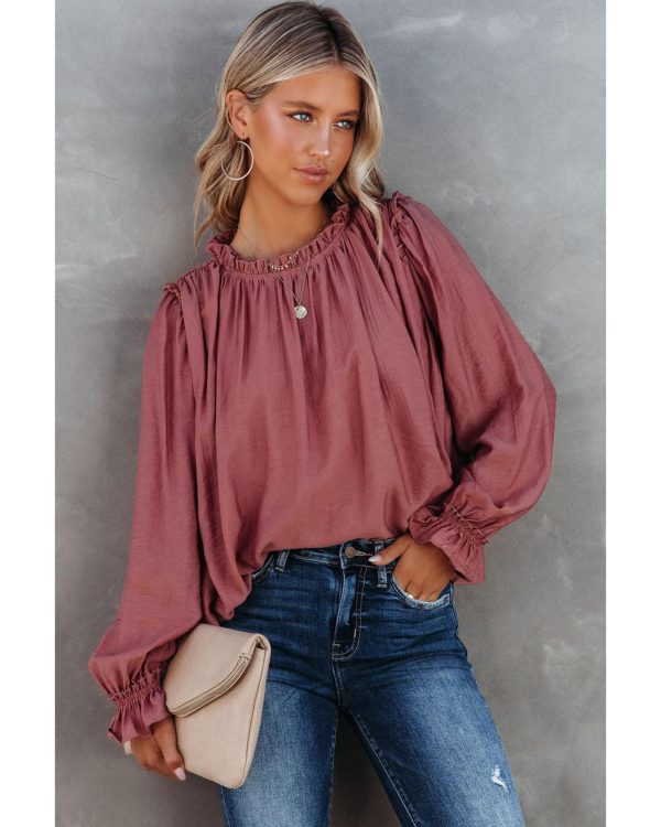 Azura Exchange Frilled Neck Ruffled Blouse – S