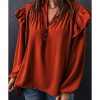 Azura Exchange Pleated V Neck Blouse – L