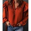 Azura Exchange Pleated V Neck Blouse – L