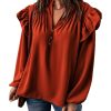 Azura Exchange Pleated V Neck Blouse – L