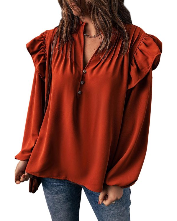 Azura Exchange Pleated V Neck Blouse – L