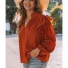 Azura Exchange Pleated V Neck Blouse – L