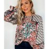 Azura Exchange Mixed Floral Geometric Print Ruffled Blouse – M