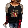 Azura Exchange Graphic Sequin Plaid Long Sleeve Top – L