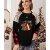 Azura Exchange Graphic Sequin Plaid Long Sleeve Top – L