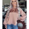 Azura Exchange High Neck Puff Sleeve Satin Blouse – L