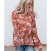 Azura Exchange Floral Split V Neck Bubble Sleeves Shift Top – L