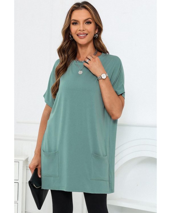 Azura Exchange Side Pockets Short Sleeve Tunic Top – S