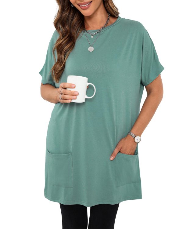 Azura Exchange Side Pockets Short Sleeve Tunic Top – S