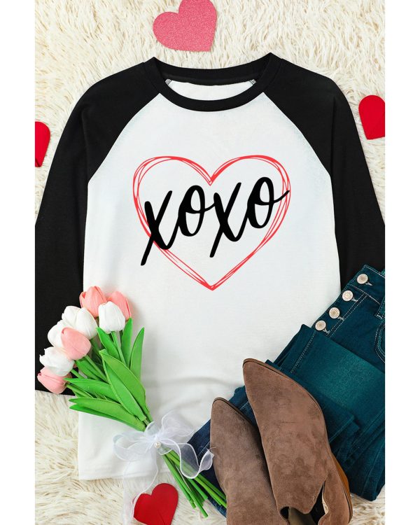 Azura Exchange Heart Graphic Contrast Sleeve Tee – M