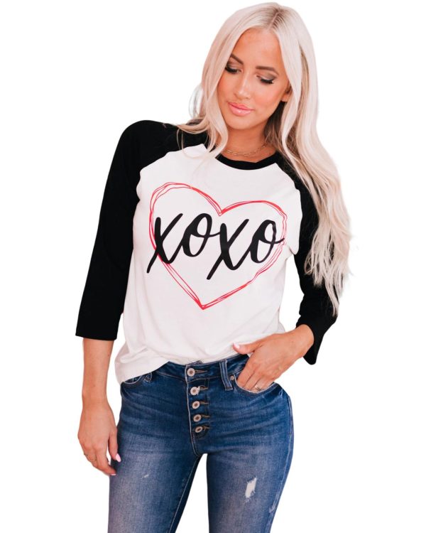 Azura Exchange Heart Graphic Contrast Sleeve Tee – M