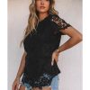 Azura Exchange Lace Overlay Short Sleeve Top – L