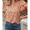 Azura Exchange Tiered Flutter Sleeve Blouse – M