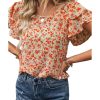 Azura Exchange Tiered Flutter Sleeve Blouse – M