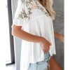 Azura Exchange Embroidered V Neck Crinkle Babydoll Blouse – L