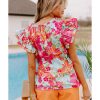 Azura Exchange Floral Print V Neck Blouse – L