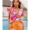 Azura Exchange Floral Print V Neck Blouse – L