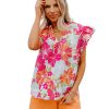 Azura Exchange Floral Print V Neck Blouse – L